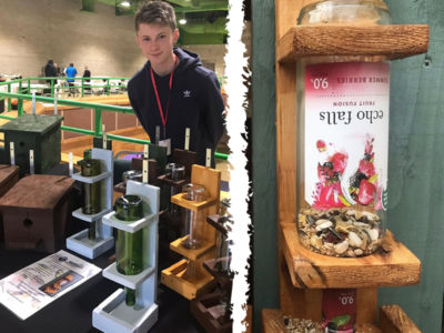 Owen making bird feeds and bird boxes to raise funds