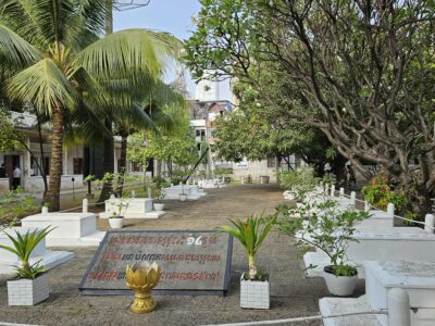 S21 prison courtyard in Cambodia.