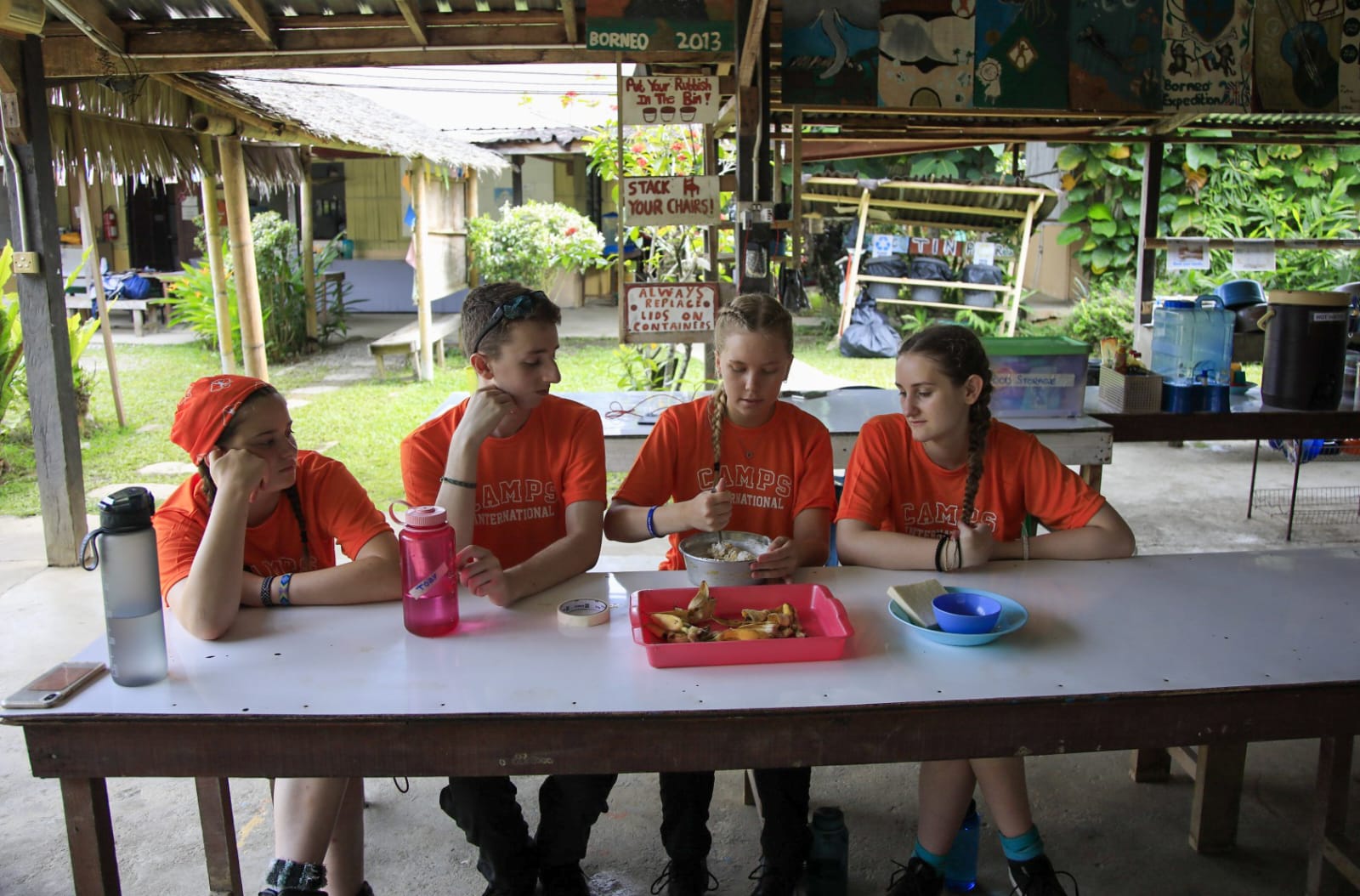 Travellers preparing food at Camp Bonkud.