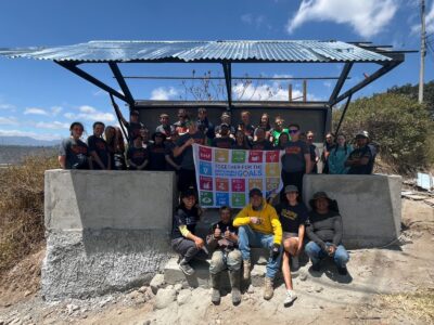Completed Bus stop by student travellers in Camp Ecuador