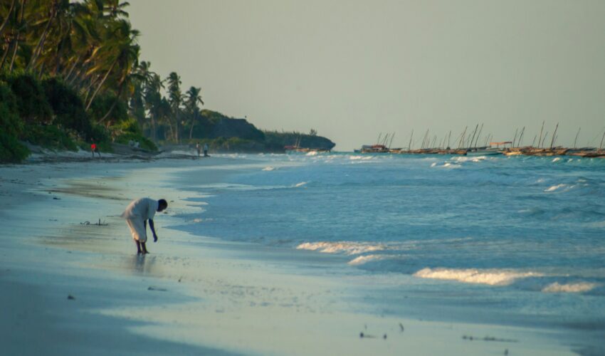 A person on a beach in Zanzibar