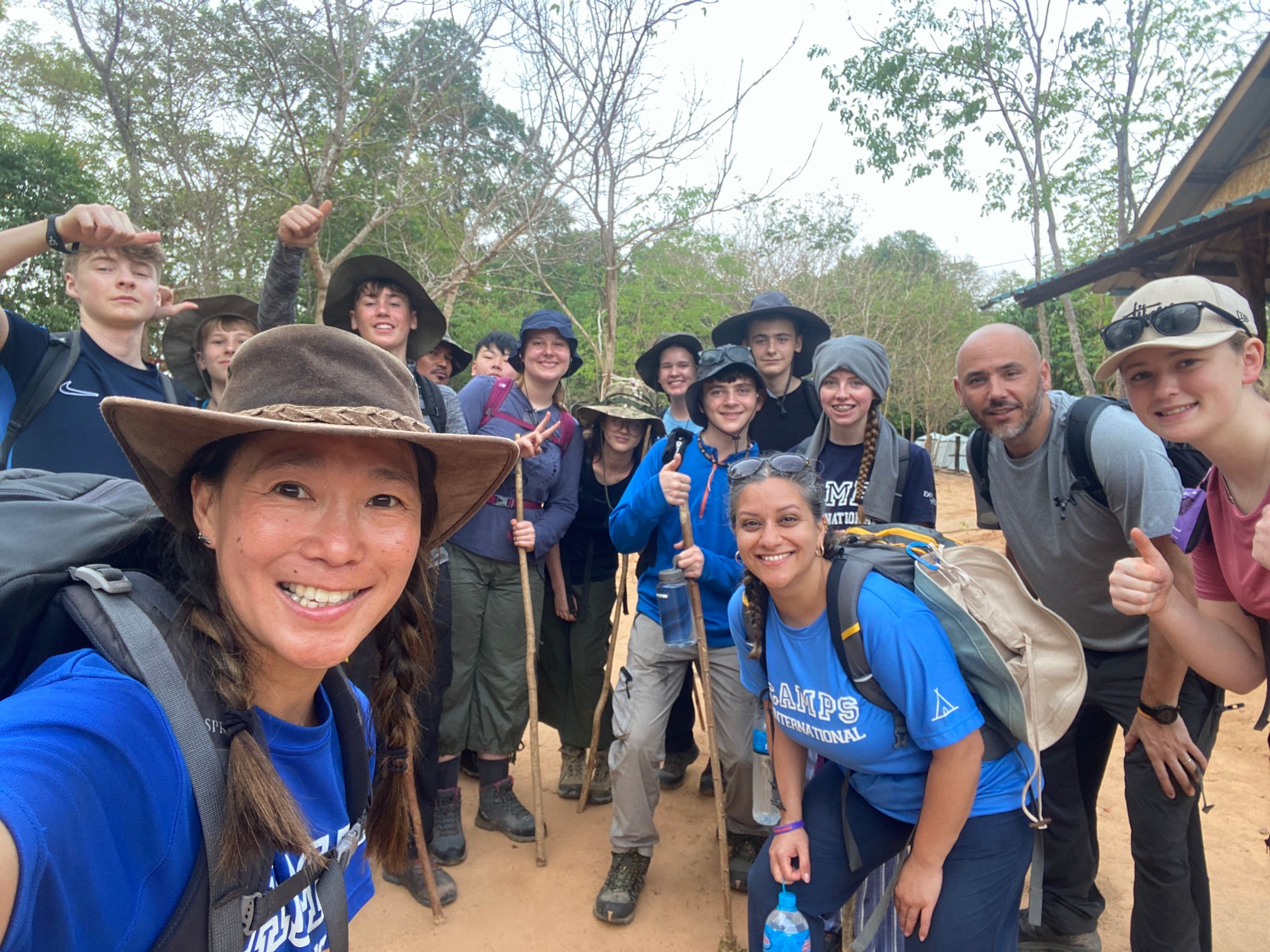 Group of travellers on a trek in Cambodia