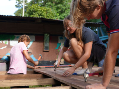 Travellers working on a community project, Costa Rica