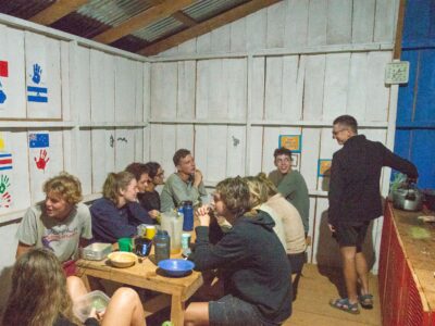 Group of travellers dining in Costa Rica
