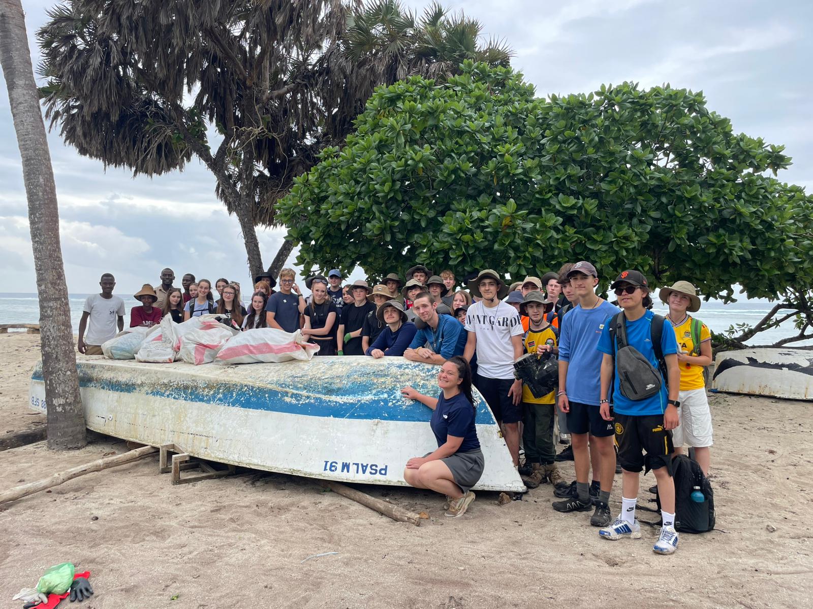 beach clean up group photo, Camp Tiwi, Kenya