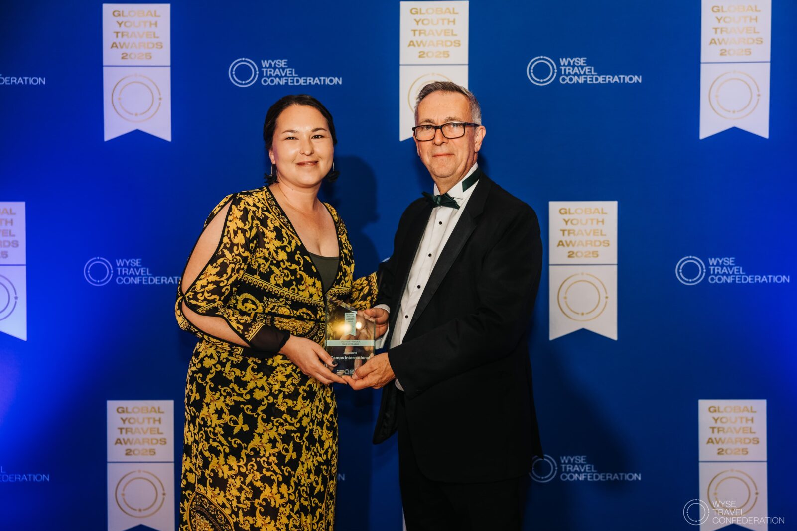 Camps International winning Best Sustainable Tour Operator 2025 at the WYSTC Awards