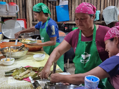 Cooking at Camp Donbiki for an Ecuador teacher inspection visit