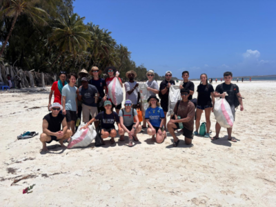 Group of students on a Camps International expedition working on service learning projects and learning lessons beyond the classroom.